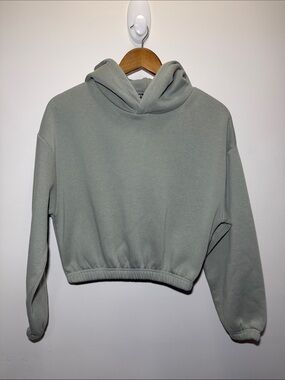 Zara Cropped Hoodie in Sage Green - Women's Pullover 20x22
